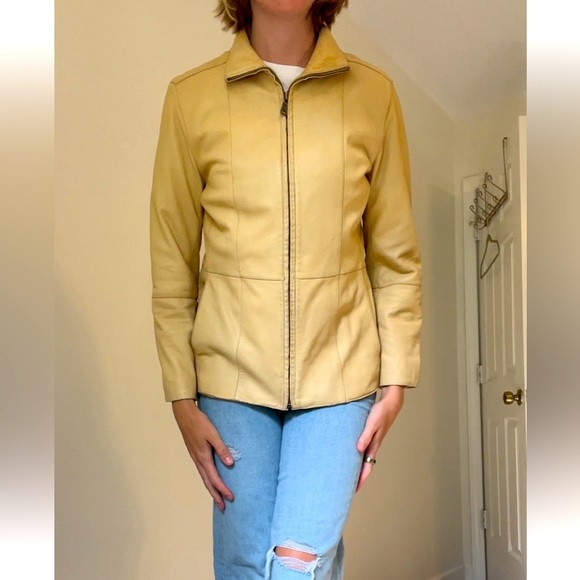 Marc New York by Andrew Marc Butter Yellow Leather Jacket – Size Small tan - Picture 1 of 12
